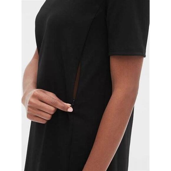 GAP Maternity Side Zip Nursing Dress in Ponte Black Sz Small Classic Comfortable - Picture 3 of 16